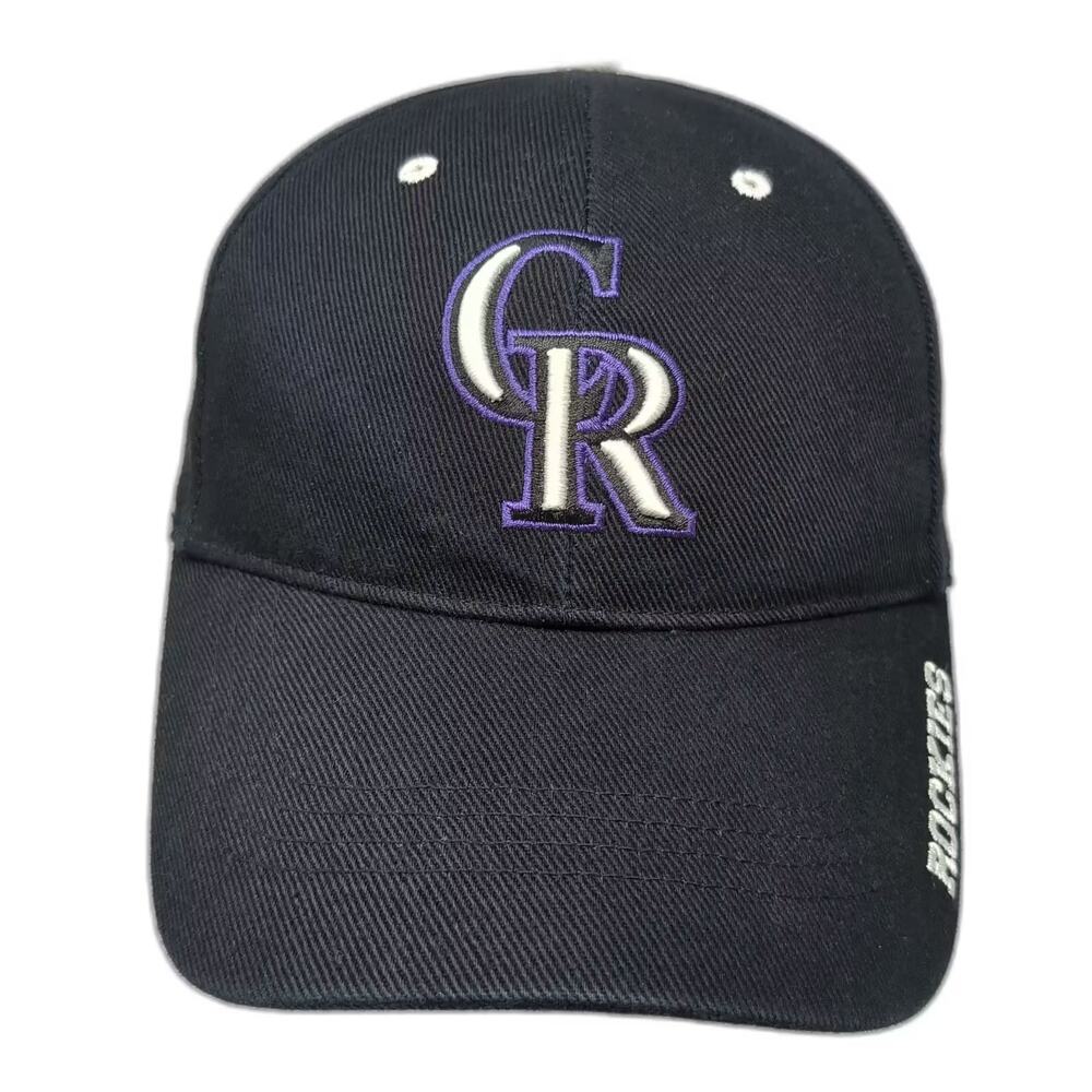 Colorado Rockies MLB TEI Baseball Cap Black One Size Purple Logo Strapback Hat